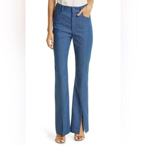 Cinq a Sept Shanis Front Slit Wide Leg Pants in Aegean Blue size 6
